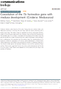 Cover page: Coevolution of the Tlx homeobox gene with medusa development (Cnidaria: Medusozoa).
