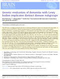 Cover page: Genetic evaluation of dementia with Lewy bodies implicates distinct disease subgroups.