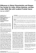 Cover page: Differences in clinical characteristics and disease‐free survival for Latino, African American, and non‐Latino white men with localized prostate cancer