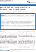 Cover page: Reduced MHC and neutral variation in the Galapagos hawk, an island endemic