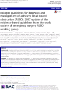 Cover page: Bologna guidelines for diagnosis and management of adhesive small bowel obstruction (ASBO): 2017 update of the evidence-based guidelines from the world society of emergency surgery ASBO working group