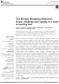 Cover page: The Bergen Shopping Addiction Scale: reliability and validity of a brief screening test