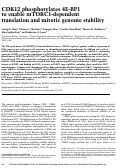 Cover page: CDK12 phosphorylates 4E-BP1 to enable mTORC1-dependent translation and mitotic genome stability.