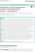 Cover page: Establishing a clinical phenotype for cachexia in end stage kidney disease – study protocol