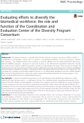 Cover page: Evaluating efforts to diversify the biomedical workforce: the role and function of the Coordination and Evaluation Center of the Diversity Program Consortium