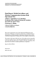 Cover page: Final Report: Mobile Surveillance and Wireless Communication Systems Field Operational Test Volume 3: Appendices A-J Containing Evaluation Data Gathered During the Anaheim Special Event and I-5 Tests