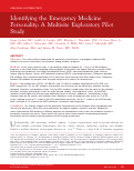 Cover page: Identifying the Emergency Medicine Personality: A Multisite Exploratory Pilot Study