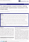 Cover page: The implementation research institute: training mental health implementation researchers in the United States