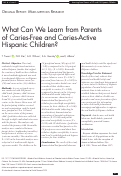 Cover page: What Can We Learn from Parents of Caries-Free and Caries-Active Hispanic Children?