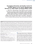 Cover page: Genotyping Informatics and Quality Control for 100,000 Subjects in the Genetic Epidemiology Research on Adult Health and Aging (GERA) Cohort.