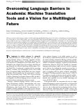 Cover page: Overcoming Language Barriers in Academia: Machine Translation Tools and a Vision for a Multilingual Future