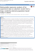 Cover page: Multivariable regression analysis of list experiment data on abortion: results from a large, randomly-selected population based study in Liberia