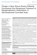 Cover page: Changes in Bone Mineral Density Following Conventional Oral Phosphonate Treatment of Hypophosphatemic Osteomalacia: A Non-Randomized Controlled Study.