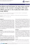 Cover page: Incidence and risk factors for lung cancer among women in the women’s interagency HIV study (WIHS) and men in the multicenter AIDS cohort study (MACS)