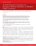 Cover page: A Model Research Curriculum for Emergency Medicine Residency: A Modified Delphi Consensus