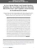Cover page: In Vivo Brain Plaque and Tangle Burden Mediates the Association Between Diastolic Blood Pressure and Cognitive Functioning in Nondemented Adults
