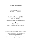 Cover page: Open Voices – Music for Manhatta (1921) by Charles Sheeler and Paul Strand