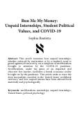 Cover page: Run Me My Money: Unpaid Internships, Student Political Values, and COVID-19