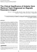 Cover page: The Clinical Significance of Anterior Horn Meniscal Tears Diagnosed on Magnetic Resonance Images*