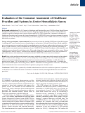 Cover page: Evaluation of the Consumer Assessment of Healthcare Providers and Systems In-Center Hemodialysis Survey