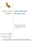 Cover page of Analysis of&nbsp;Senate Bill 635 Hearing Aids&nbsp;