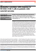Cover page: Biomarker correlates with response to NY-ESO-1 TCR T cells in patients with synovial sarcoma