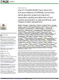 Cover page: Use of &gt;100,000 NHLBI Trans-Omics for Precision Medicine (TOPMed) Consortium whole genome sequences improves imputation quality and detection of rare variant associations in admixed African and Hispanic/Latino populations