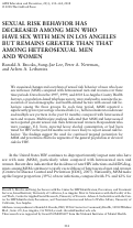 Cover page: Sexual risk behavior has decreased among men who have sex with men in Los Angeles but remains greater than that among heterosexual men and women.