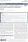 Cover page: Study partners: essential collaborators in discovering treatments for Alzheimer’s disease