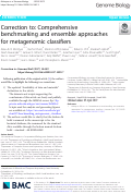 Cover page: Correction to: Comprehensive benchmarking and ensemble approaches for metagenomic classifiers