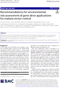 Cover page: Recommendations for environmental risk assessment of gene drive applications for malaria vector control