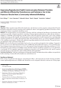 Cover page: Improving Reproductive Health Communication Between Providers and Women Affected by Homelessness and Substance Use in San Francisco: Results from a Community-Informed Workshop.