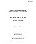 Cover page: Institutional Plan FY 2003 - 2007