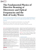 Cover page: The Fundamental Physics of Directive Beaming at Microwave and Optical Frequencies and the Role of Leaky Waves