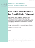 Cover page: What Factors Affect the Prices of Low-Priced U.S. Solar PV Systems?: