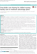 Cover page: First-dollar cost-sharing for skilled nursing facility care in medicare advantage plans