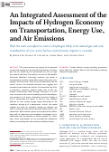 Cover page: An Integrated Assessment of the Impacts of Hydrogen Economy on Transportation, Energy Use, and Air Emissions