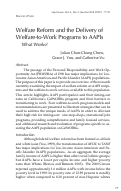 Cover page: Welfare Reform and the Delivery of Welfare-to-Work Programs to AAPIs: What Works?