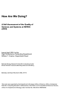 Cover page: How are we doing? A self-assessment of the quality of services and 
systems at NERSC (Oct. 1, 1999 - Sept. 30, 2000)
