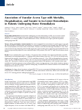Cover page: Association of Vascular Access Type with Mortality, Hospitalization, and Transfer to In-Center Hemodialysis in Patients Undergoing Home Hemodialysis.