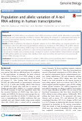 Cover page: Population and allelic variation of A-to-I RNA editing in human transcriptomes