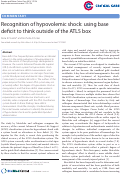Cover page: Recognition of hypovolemic shock: using base deficit to think outside of the ATLS box