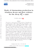 Cover page: Study of charmonium production in b-hadron decays and first evidence for the decay Bs0→ϕϕϕ