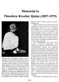 Cover page: Memorial to Theodora Kroeber Quinn (1897-1979)