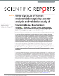 Cover page: Meta-signature of human endometrial receptivity: a meta-analysis and validation study of transcriptomic biomarkers