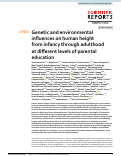 Cover page: Genetic and environmental influences on human height from infancy through adulthood at different levels of parental education