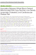 Cover page: Association Between Whole Blood–Derived Mitochondrial DNA Copy Number, Low‐Density Lipoprotein Cholesterol, and Cardiovascular Disease Risk