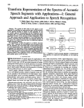 Cover page: Transform Representation of the Spectra of Acoustic Speech Segments with Applications, Part 1:  General Approach and Application to Speech Recognition