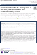 Cover page: Recommendations for the management of MPS VI: systematic evidence- and consensus-based guidance