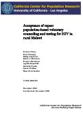 Cover page: Acceptance of repeat population-based voluntary counseling and testing for HIV in rural Malawi